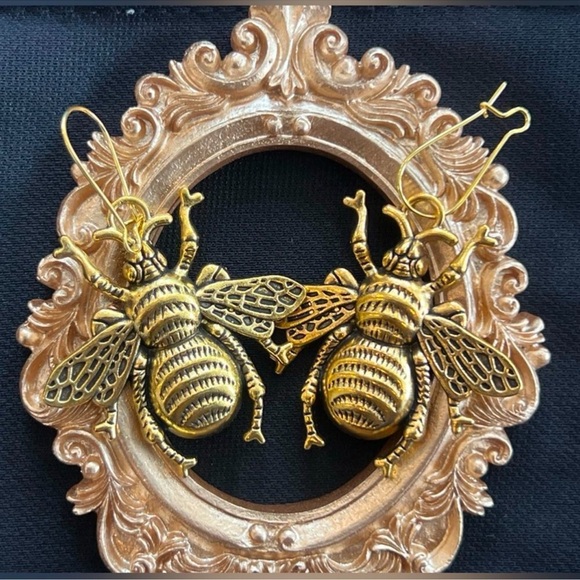 Zara Gold Bee Statement Earrings - Picture 3 of 15